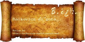 Balkovics Ágota névjegykártya